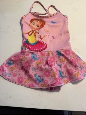 Disney fancy Nancy  Pink Butterfly Skirted One-Piece Swimsuit
